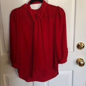 Nee York & Company Red Chiffon Blouse XS